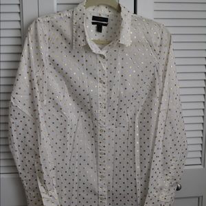 J. Crew gold polka dot button up